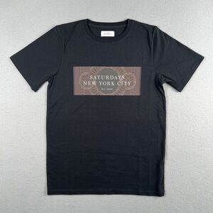 NWOT Saturdays NYC Black Mosaic Block Short Sleeve Crew Neck Shirt Men’s Size XS